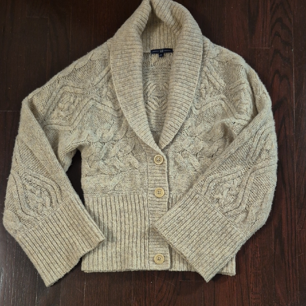GAP Beige Cable Knit Cardigan